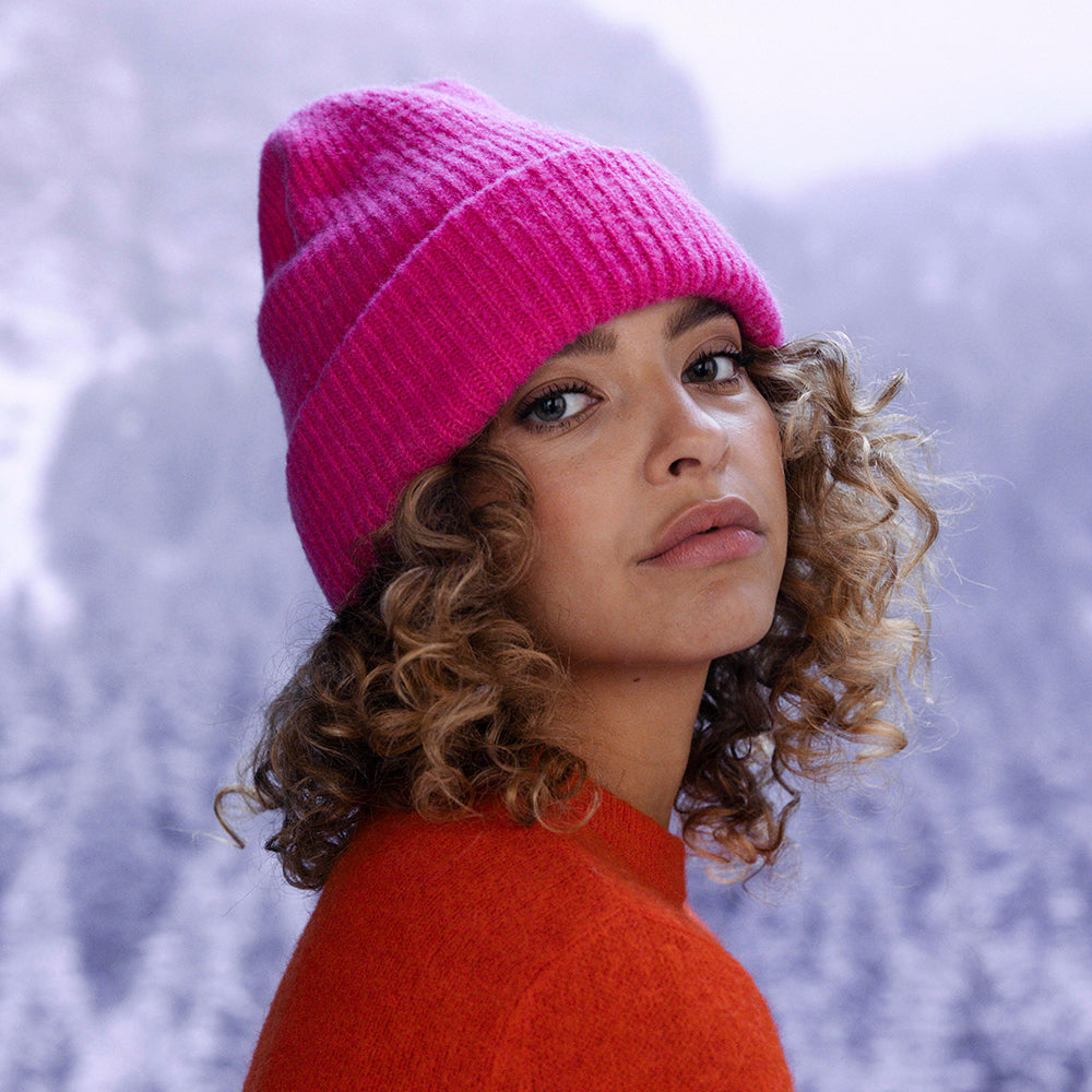 Gorro Beanie Witzia con vuelta de Barts - Rosa Eléctrico