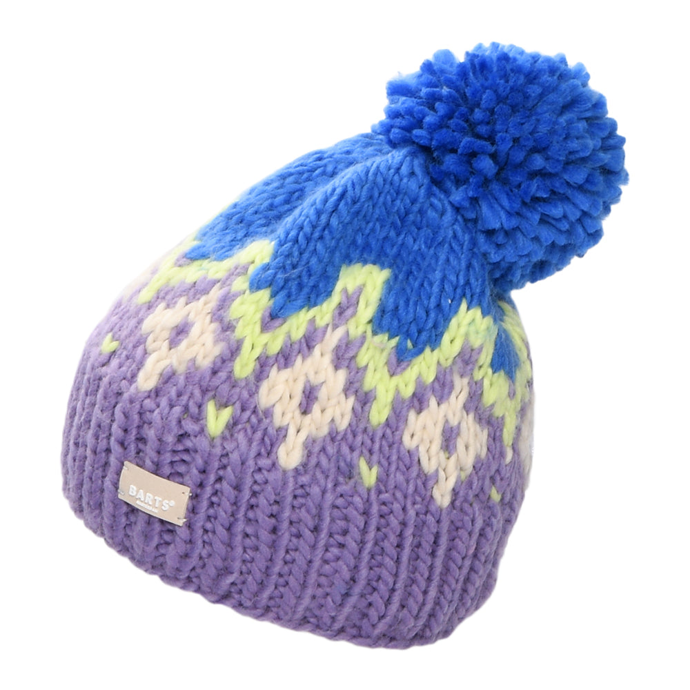 Gorro con pompón Curley tejido a mano de Barts - Violeta-Azul