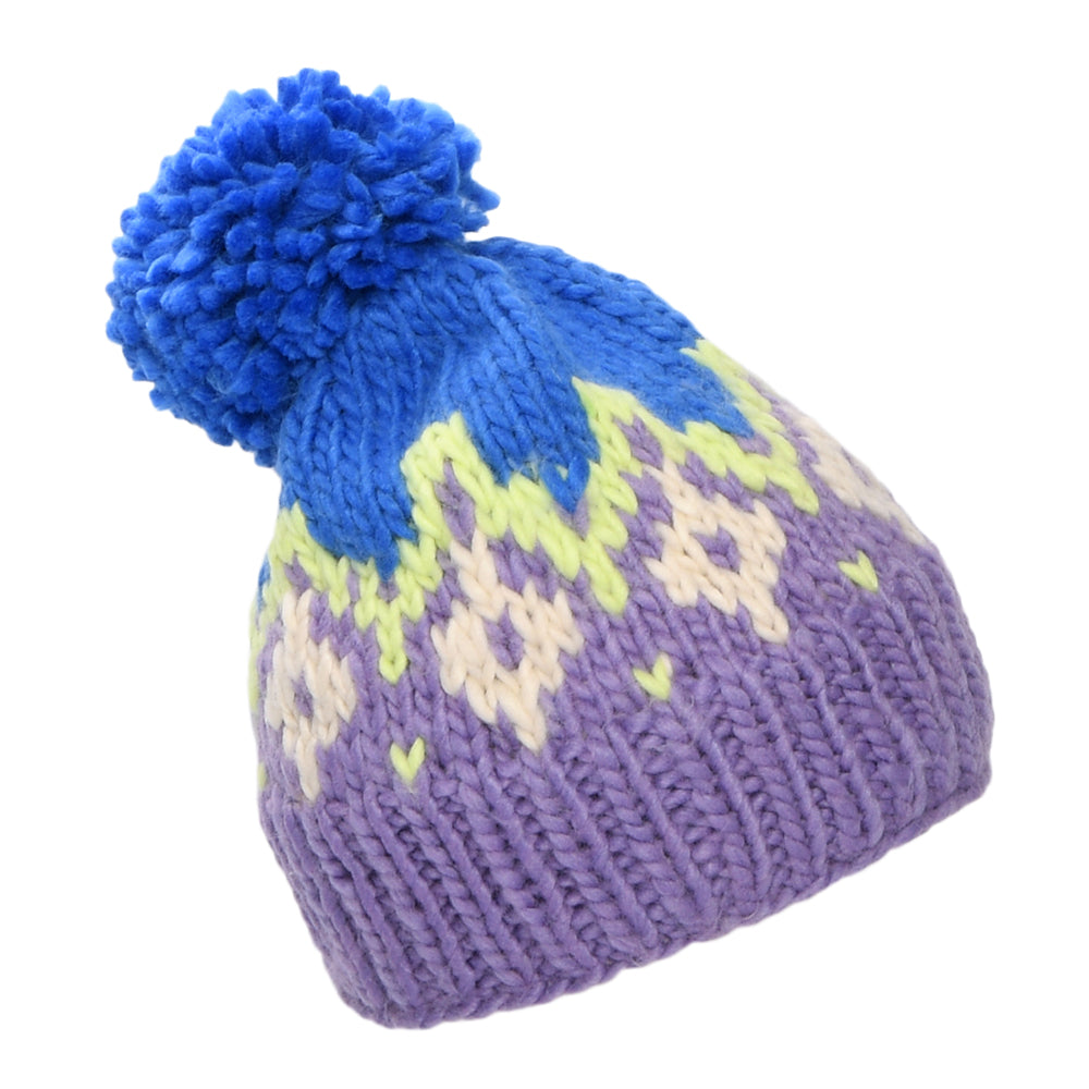 Gorro con pompón Curley tejido a mano de Barts - Violeta-Azul