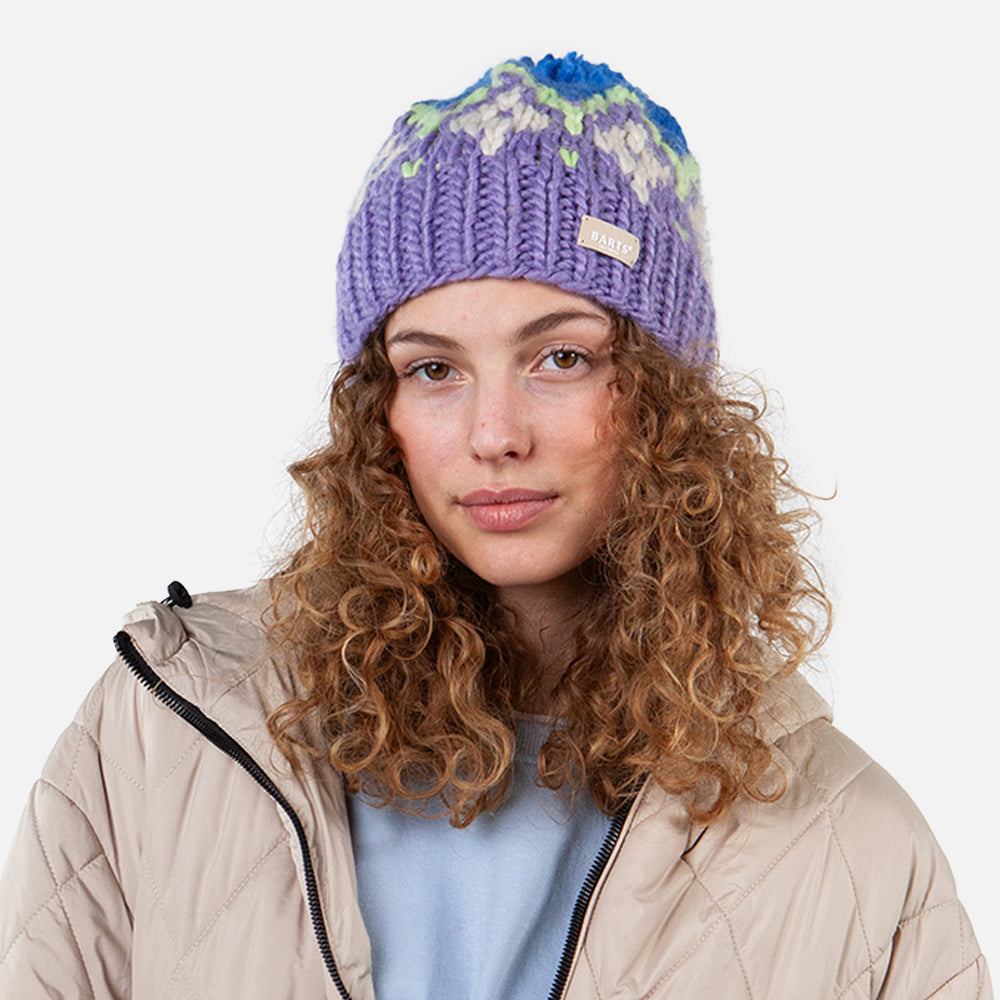 Gorro con pompón Curley tejido a mano de Barts - Violeta-Azul