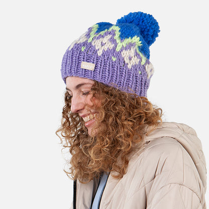 Gorro con pompón Curley tejido a mano de Barts - Violeta-Azul