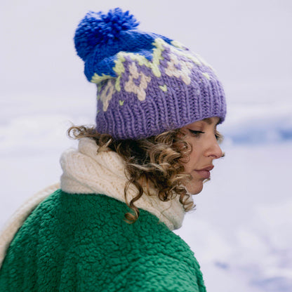 Gorro con pompón Curley tejido a mano de Barts - Violeta-Azul