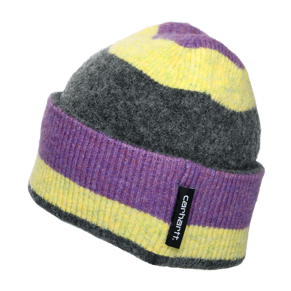 Gorro Beanie Sundling con franjas de Carhartt WIP - Morado-Amarillo- Antracita