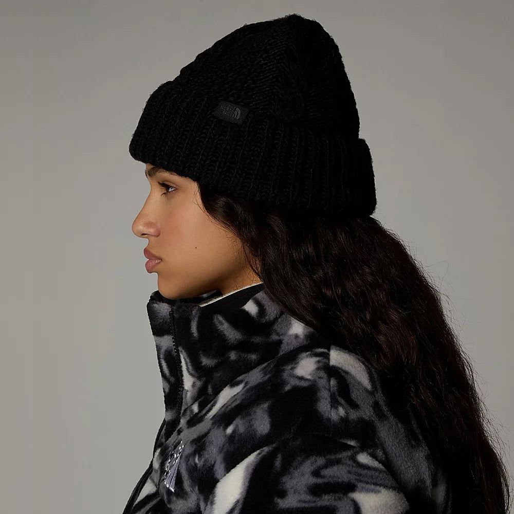 Gorro Beanie Oh Mega con vuelta de punto cable para mujeres de The North Face - Negro