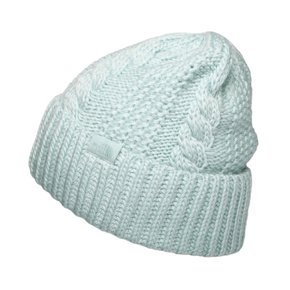 Gorro Beanie Oh Mega con vuelta de punto cable para mujeres de The North Face - Azul Ártico