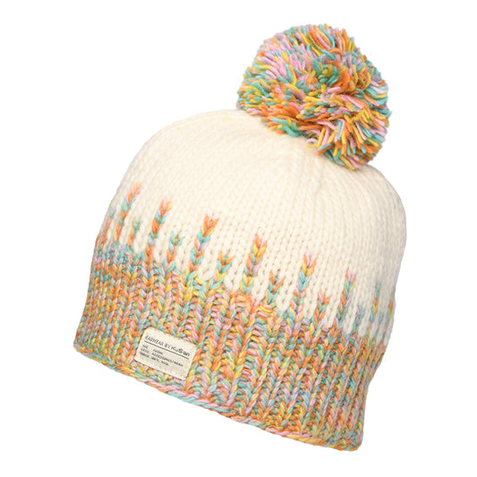 Gorro con pompón Stalagmite punto de arroz de Kusan - Blanco-Multi