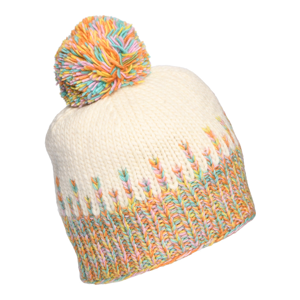 Gorro con pompón Stalagmite punto de arroz de Kusan - Blanco-Multi