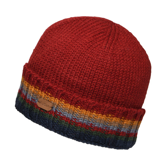 Gorro Beanie Turn Up Cuff tejido de Kusan - Rojo