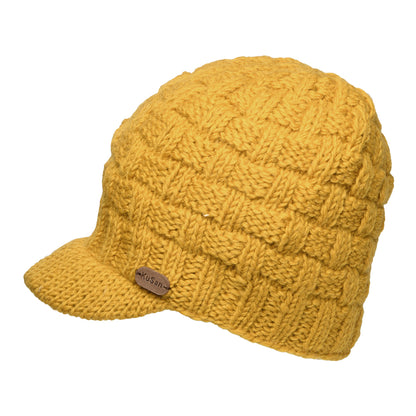 Gorro Beanie con visera Basket Weave de Kusan - Amarillo