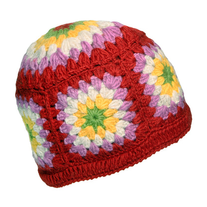 Gorro Beanie Crochet Granny Square de Kusan - Rojo