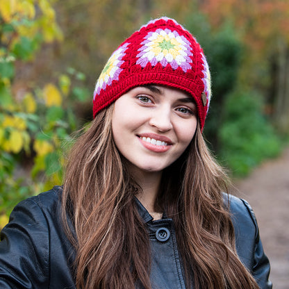 Gorro Beanie Crochet Granny Square de Kusan - Rojo