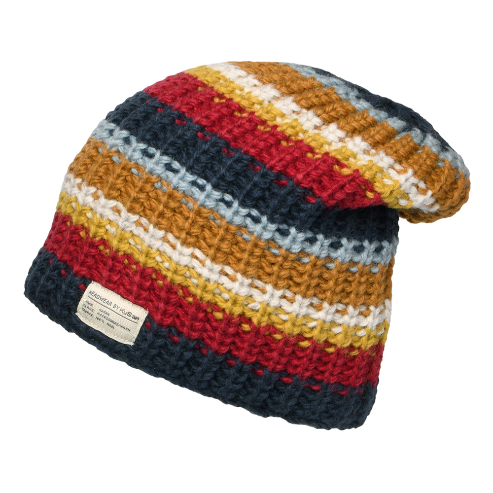 Gorro Beanie Cardi Flexible de Kusan - Azul Marino-Amarillo