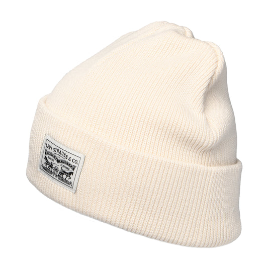 Gorro Beanie Backpatch de algodón para mujeres de Levi's - Crema