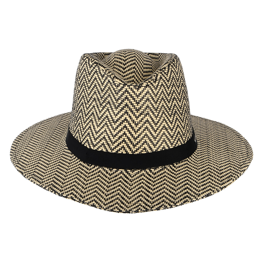 Sombrero Fedora Carolina plegable de paja toyo diseño de espiga de Brixton - Negro-Natural