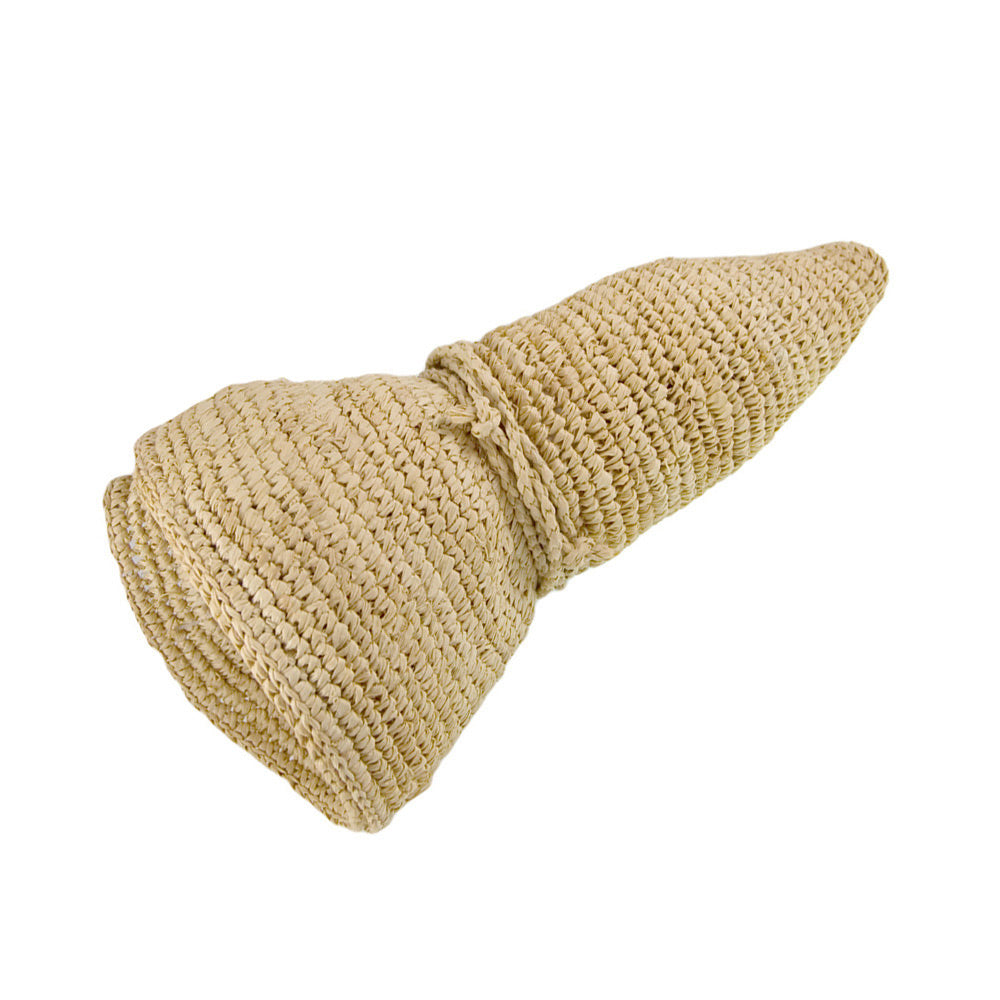 Sombrero Boater plegable de paja de rafia trenzada de Scala - Talla Pequeña - Natural