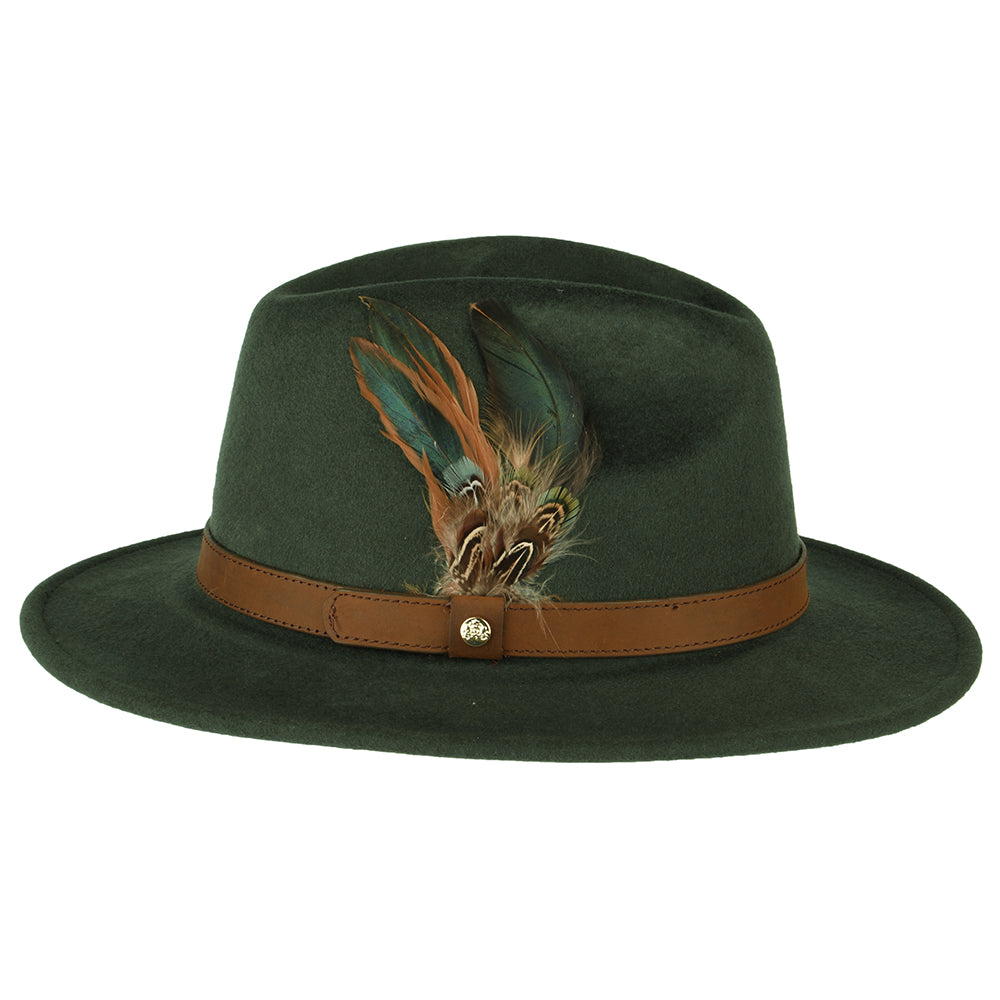 Sombrero Fedora impermeable de fieltro de lana de Failsworth - Verde Oliva