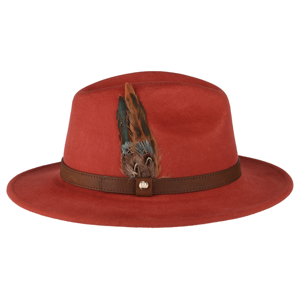 Sombrero Fedora impermeable de fieltro de lana de Failsworth - Rojizo