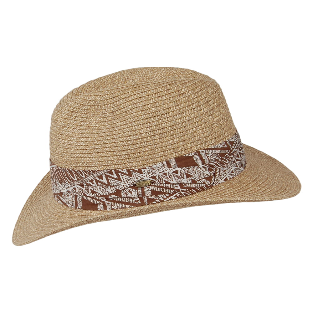 Sombrero Fedora Safari de paja toyo de Scala - Beige Arena