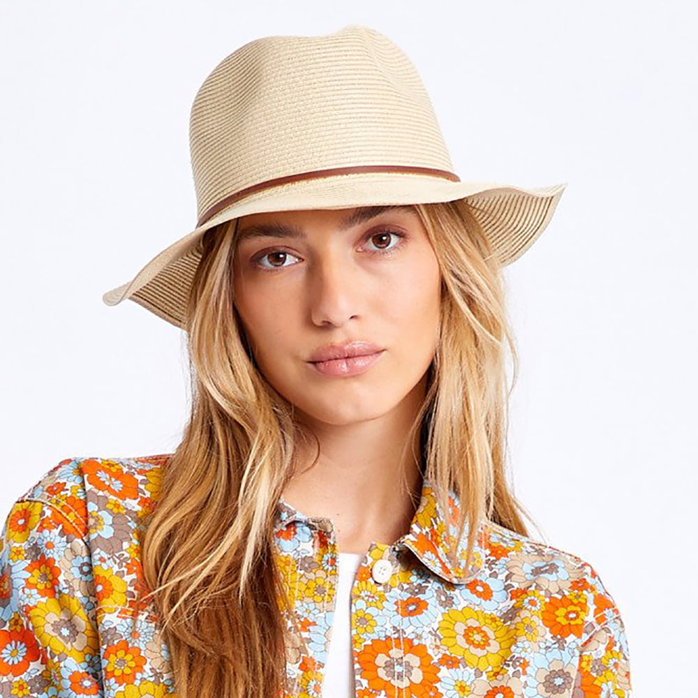 Sombrero Fedora Wesley plegable de paja de Brixton - Beige Arena