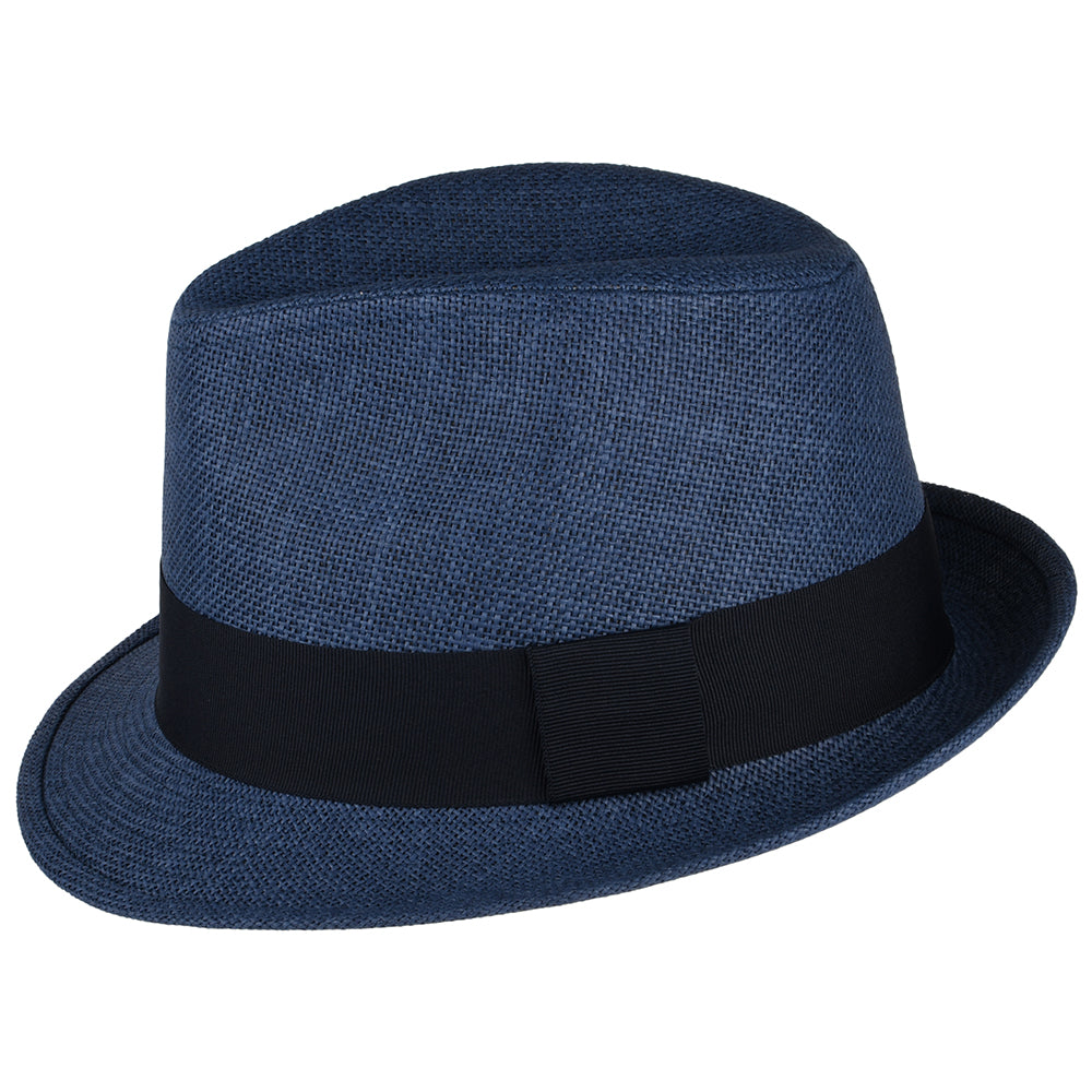 Sombrero Trilby de paja toyo de Failsworth - Azul Marino