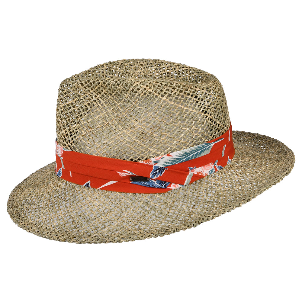 Sombrero Fedora Aloha de seagrass straw de Brixton - Natural-Anaranjado