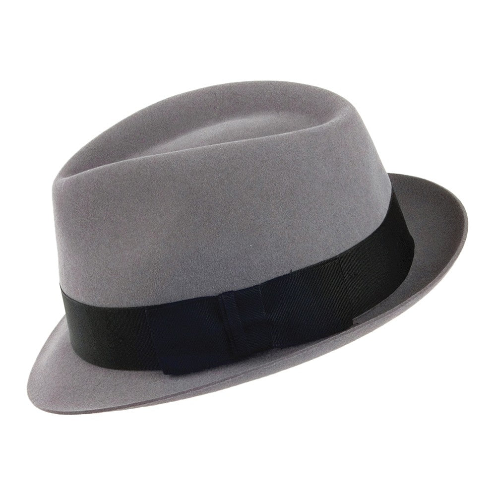 Sombrero Trilby Pinch Vegas de fieltro de piel de Christys - Gris Claro