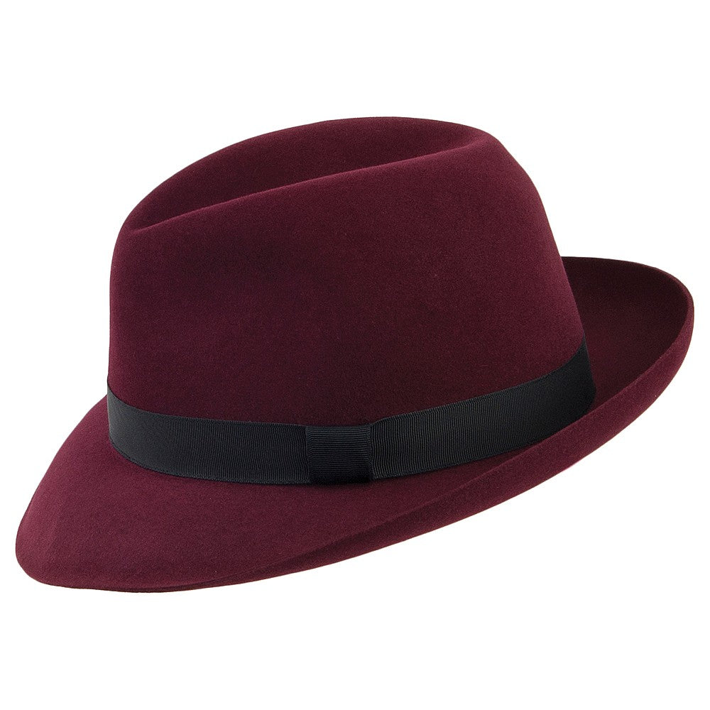 Sombrero Fedora Foldaway de fieltro de piel de Christys - Vino