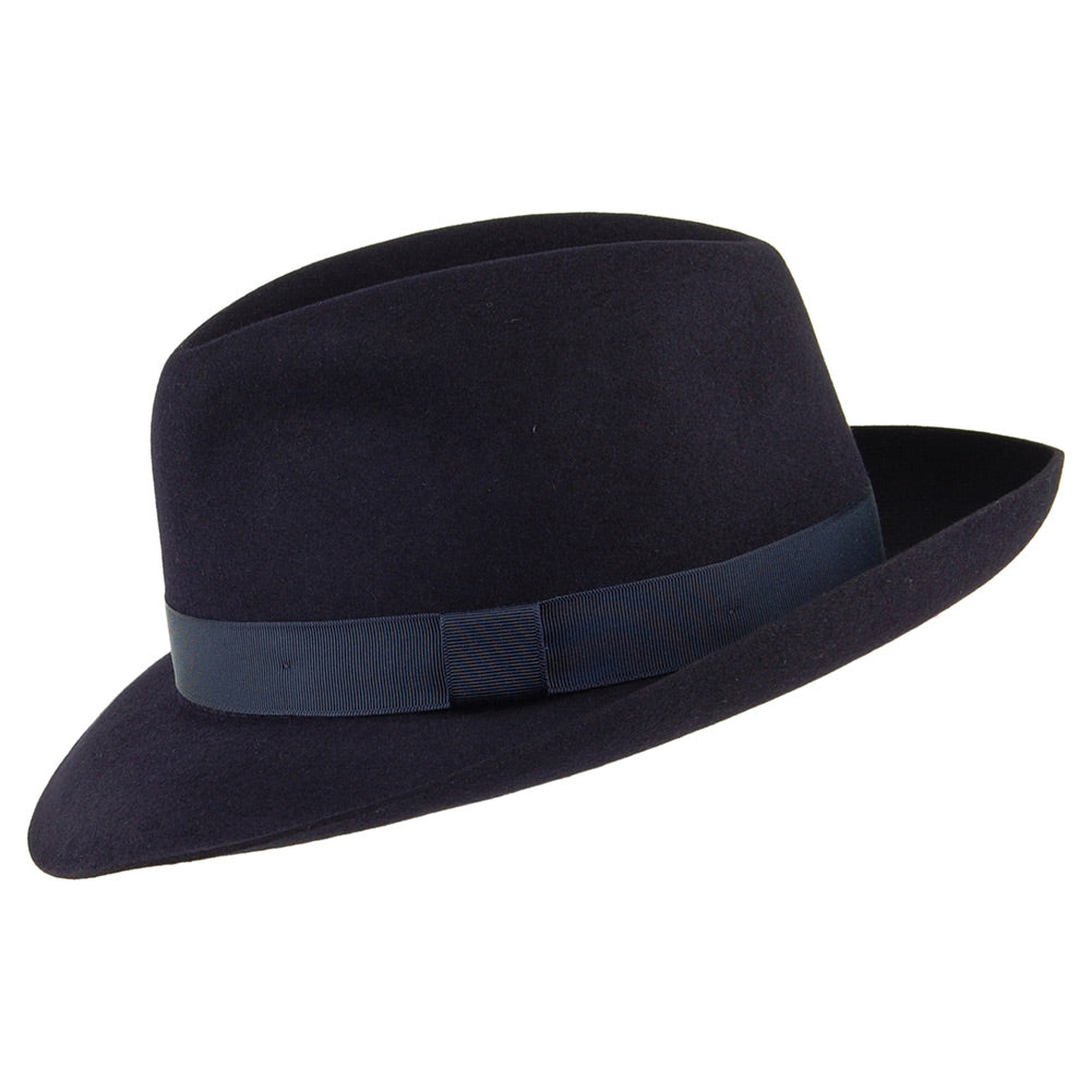 Sombrero Fedora Foldaway de fieltro de piel de Christys - Azul Marino