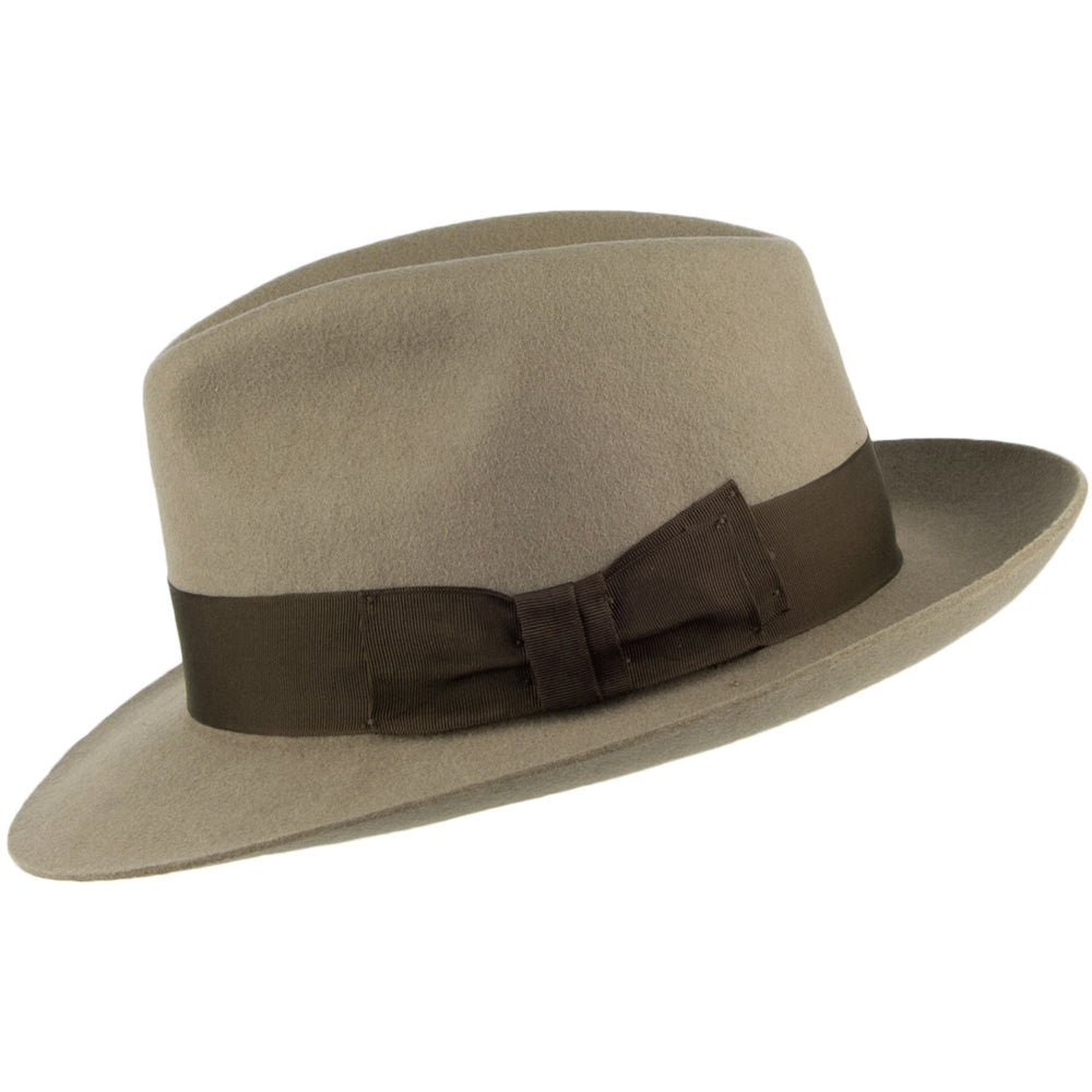 Sombrero Fedora Mayfair de fieltro de lana de Denton - Beige