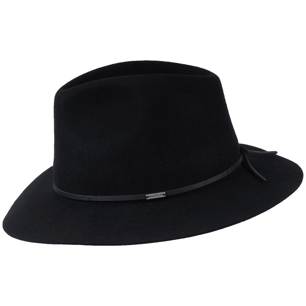 Sombrero Fedora Wesley de fieltro de lana de Brixton - Negro