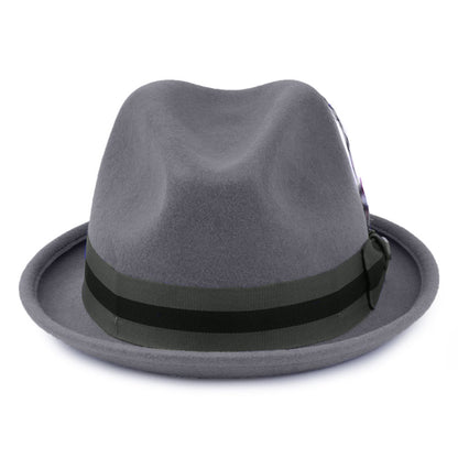 Sombrero Trilby Gain de fieltro de lana con cinta decorativa a rayas de Brixton - Gris