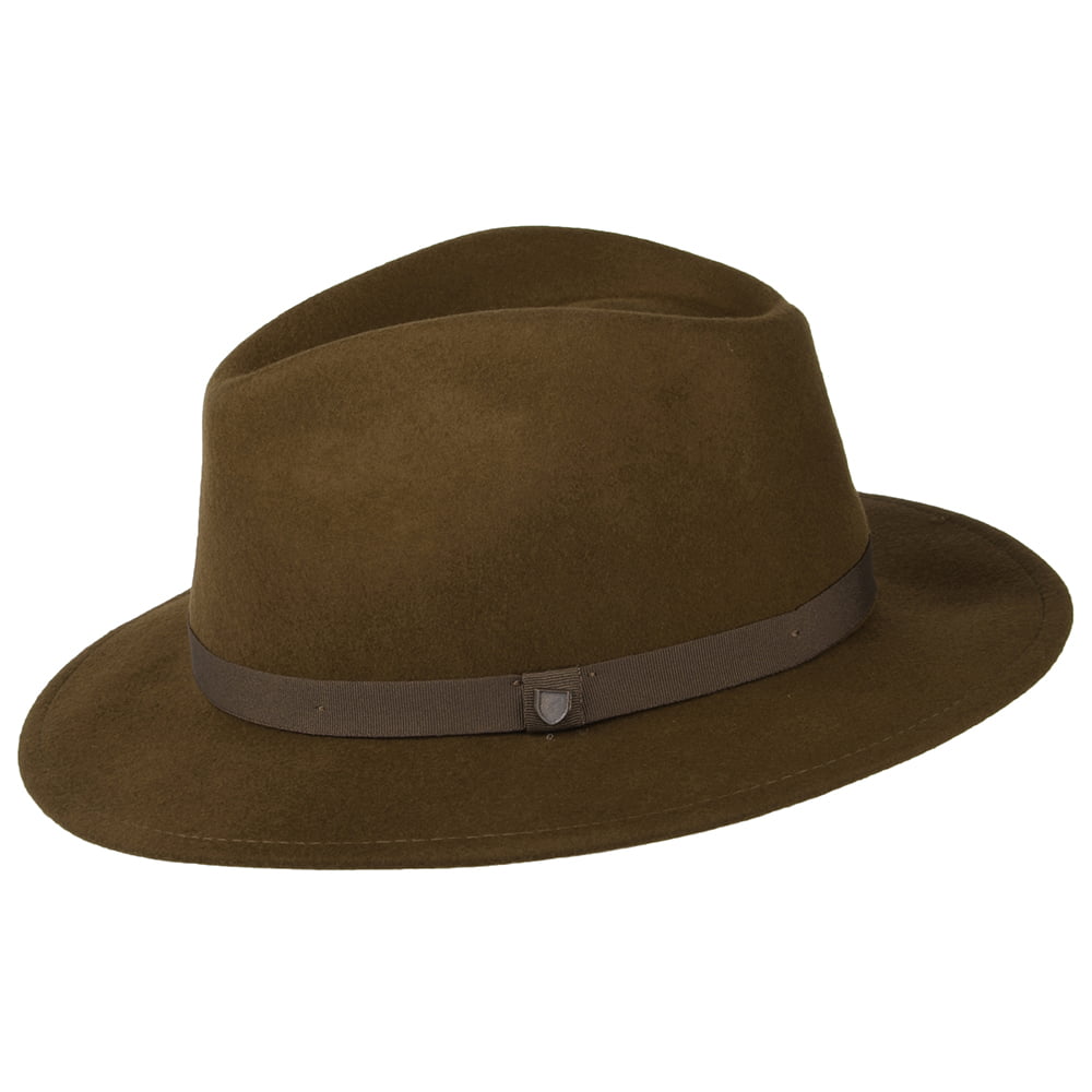 Sombrero Fedora Messer plegable de fieltro de lana de Brixton - Marrón