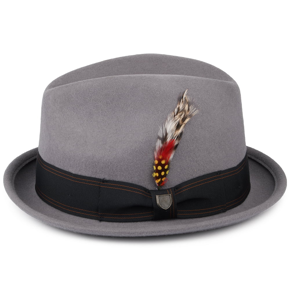 Sombrero Trilby Gain de fieltro de lana con cinta decorativa negra de Brixton - Gris