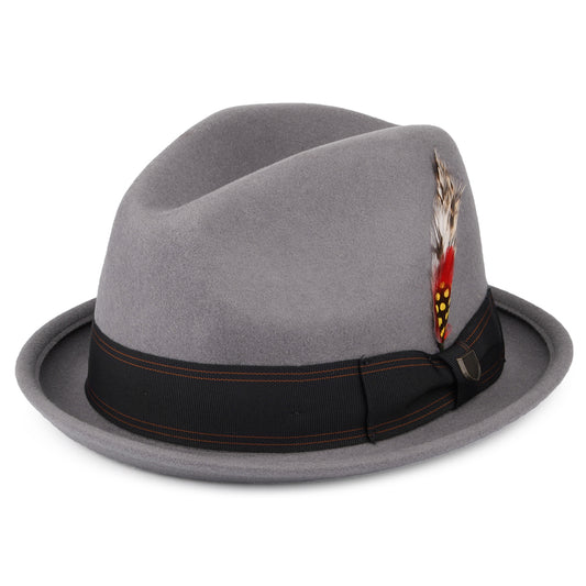 Sombrero Trilby Gain de fieltro de lana con cinta decorativa negra de Brixton - Gris