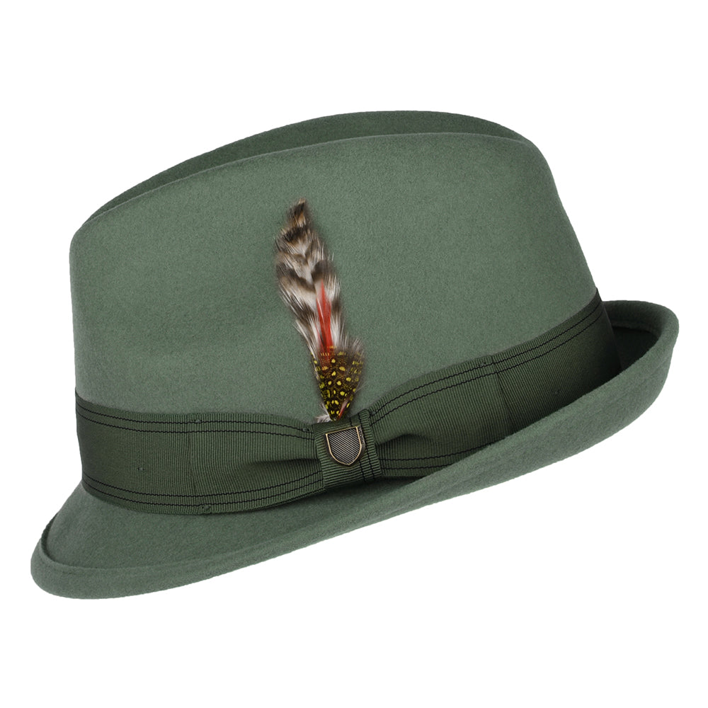 Sombrero Trilby Gain de fieltro de lana de Brixton - Verde Oliva Claro