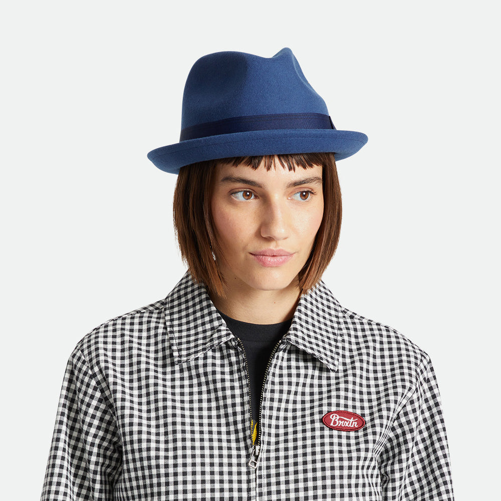 Sombrero Trilby Gain de fieltro de lana de Brixton - Azul