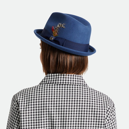 Sombrero Trilby Gain de fieltro de lana de Brixton - Azul