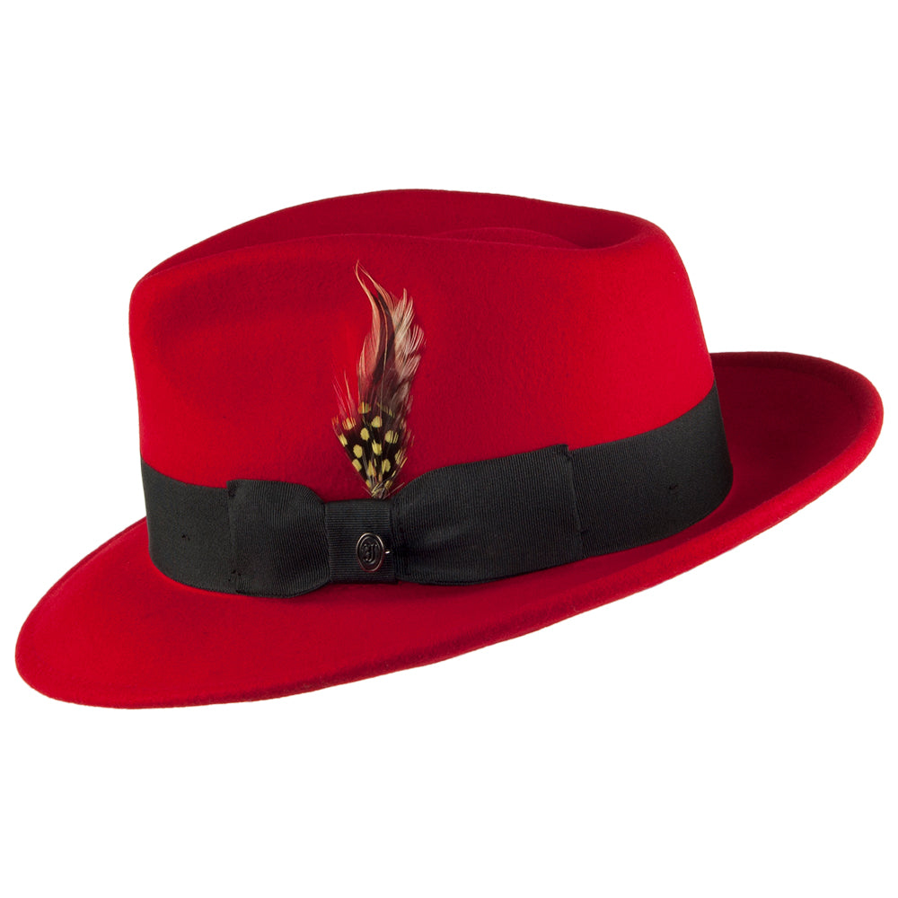 Sombrero Fedora Pachuco plegable de fieltro de lana de Jaxon & James - Rojo