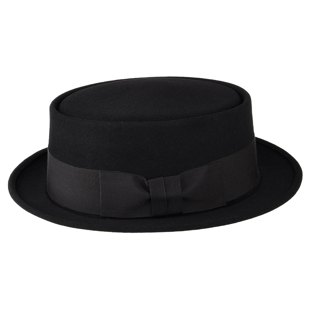 Sombrero Pork Pie Monk de fieltro de piel de Christys - Negro