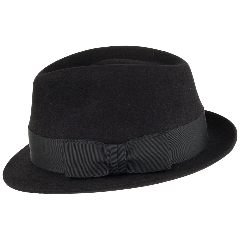 Sombrero Trilby Pinch Vegas de fieltro de piel de Christys - Negro