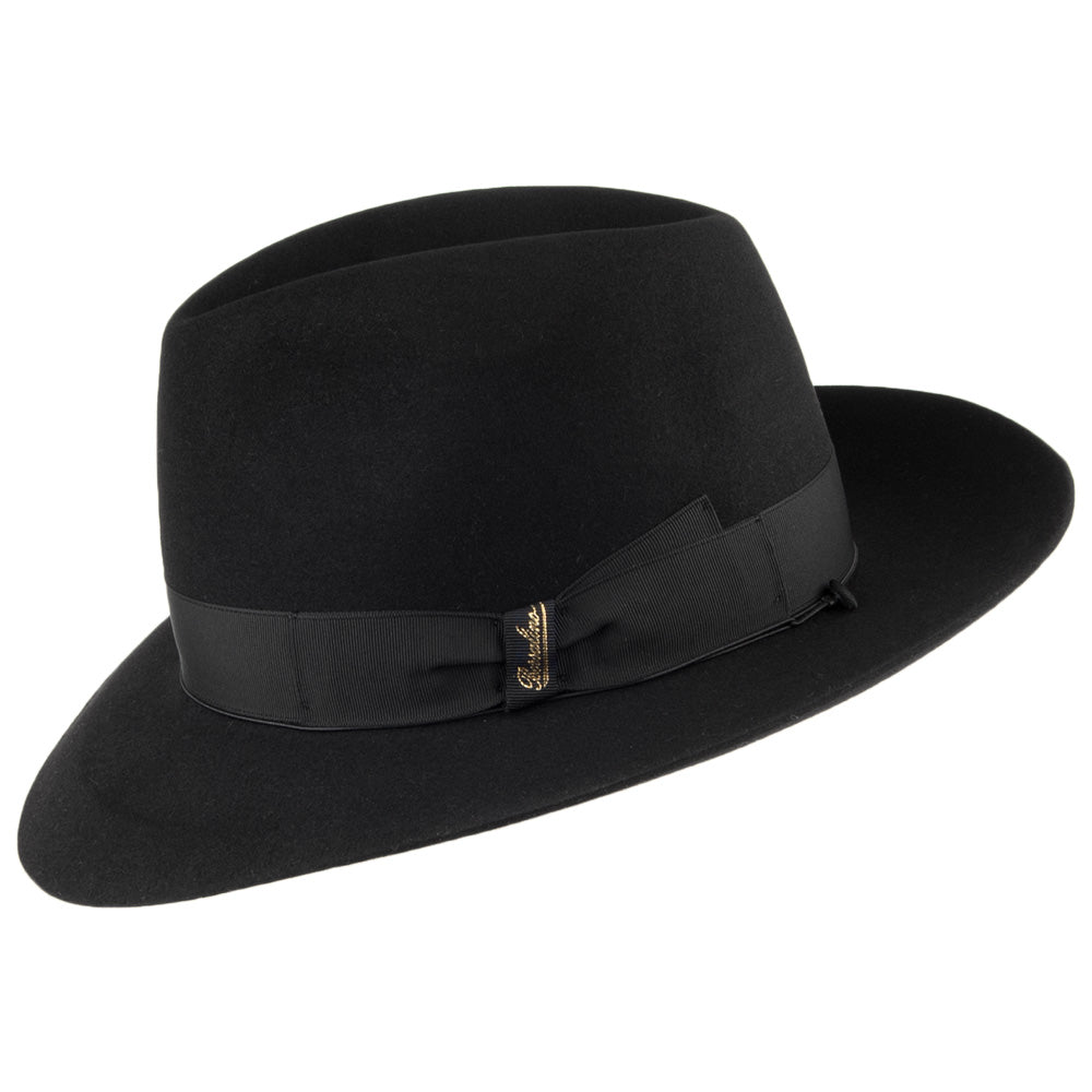 Sombrero Fedora Avalon de fieltro de piel de Borsalino - Negro