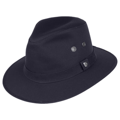 Sombrero Fedora Waxed Drifter repelente al agua de Failsworth - Azul Marino