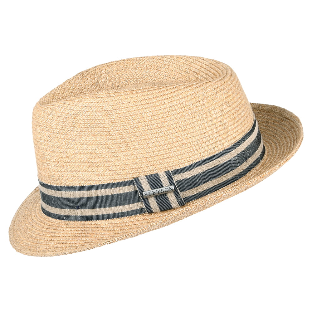 Sombrero Trilby de mezcla de paja toyo y lino de Stetson - Natural