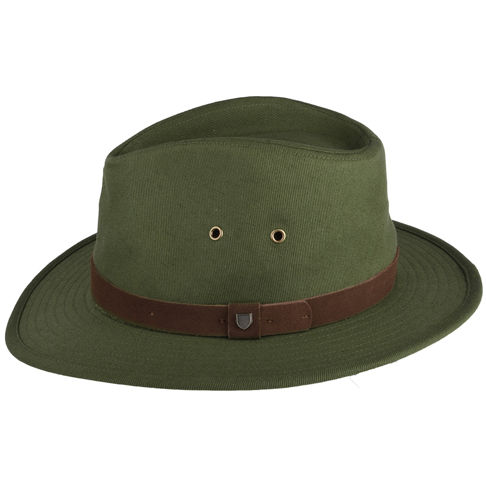 Sombrero Fedora Messer X Adventure repelente al agua de algodón de Brixton - Verde Oliva