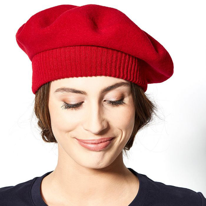 Boina Parisienne de lana merino de Héritage par Laulhère - Rojo