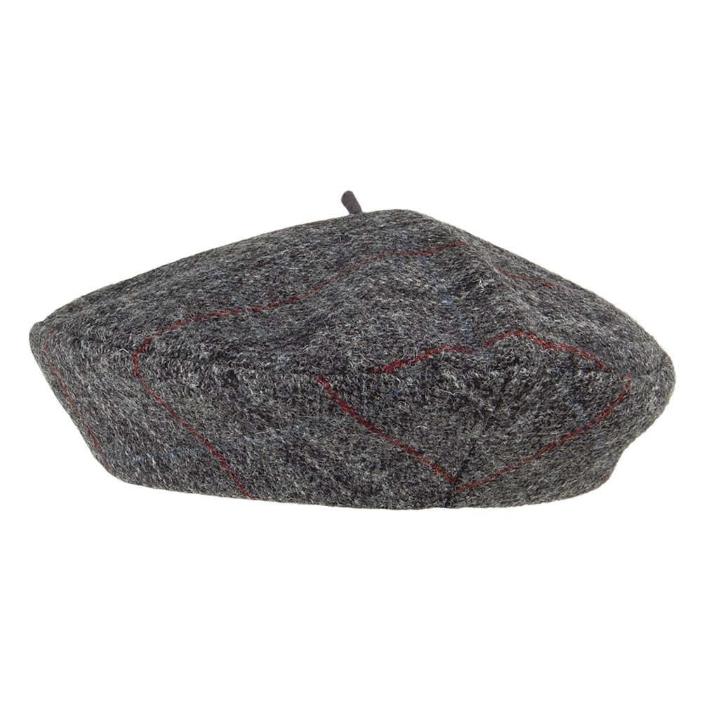 Boina Gwen de HARRIS TWEED diseño de espiga de Héritage par Laulhère - Gris