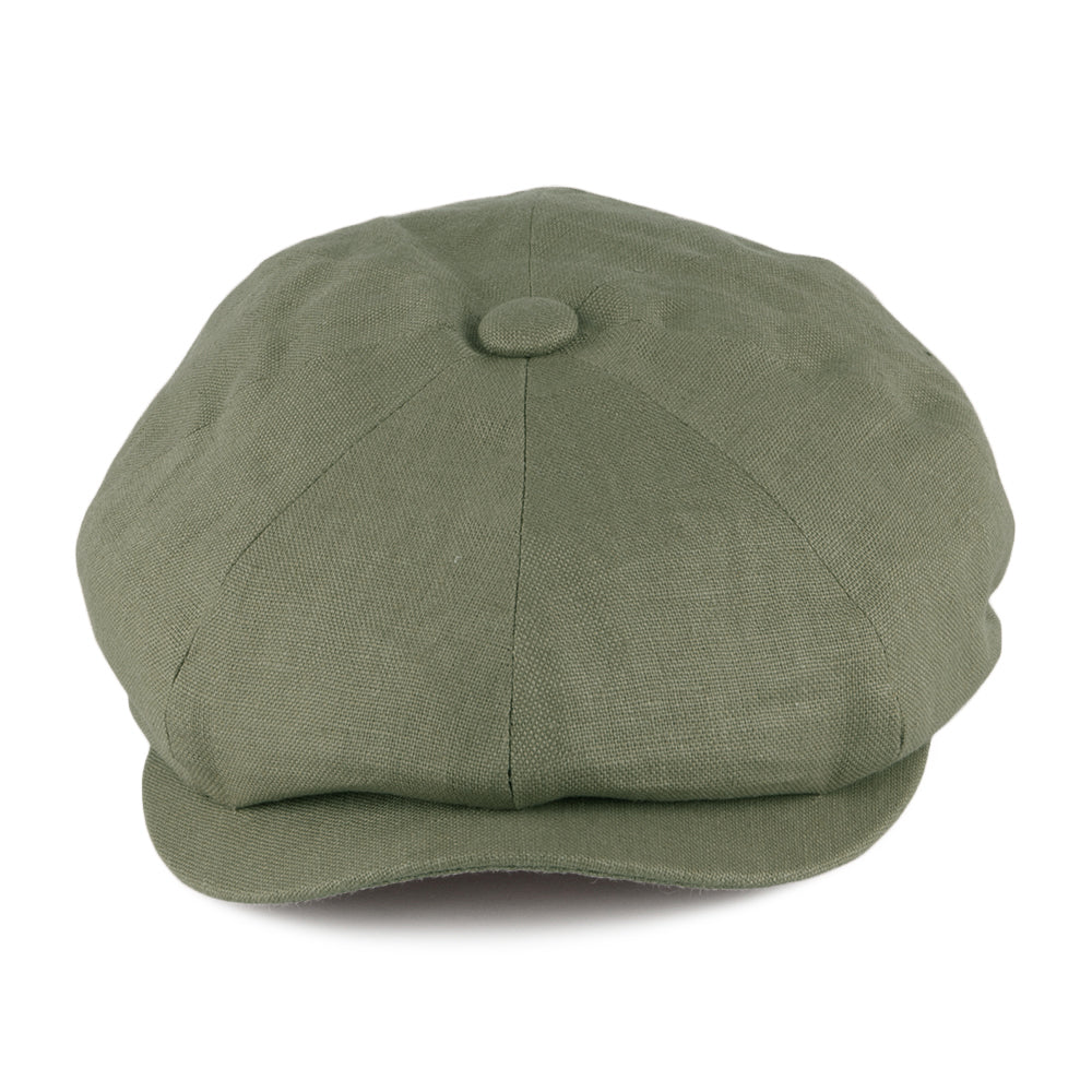 Gorra Newsboy Alfie de lino de Failsworth - Kaki