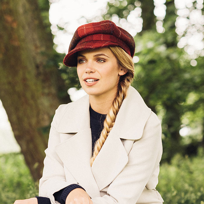 Gorra Baker Boy mujeres Gabby de Tweed Harris de Failsworth - Rojo