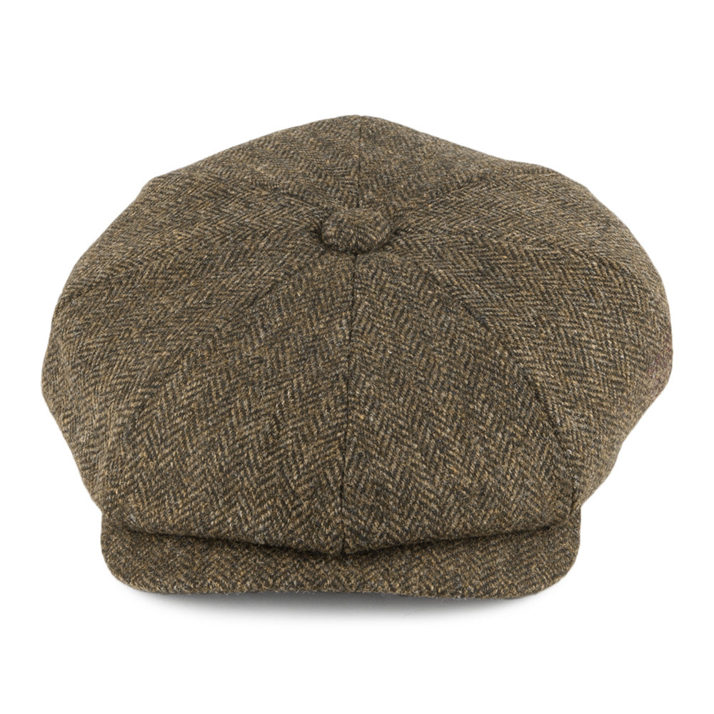 Gorra Newsboy Tweed Country diseño de espiga de Christys - Verde Oliva