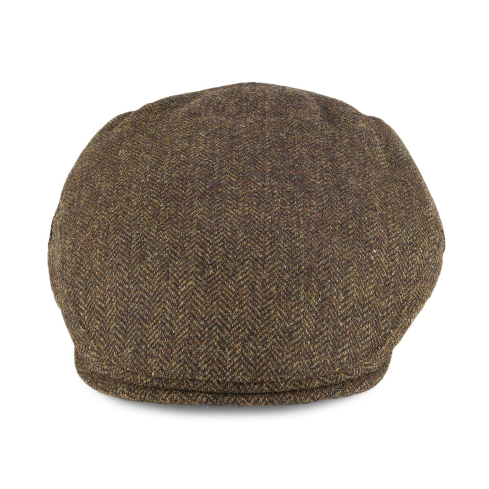 Gorra plana Balmoral Country de tweed diseño de espiga Christys-Oliva